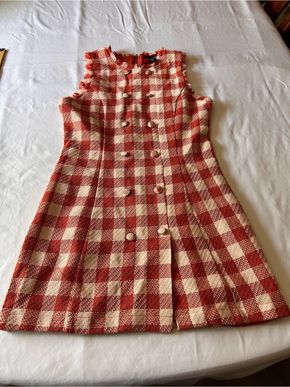 Forever 21 Red & Cream Gingham Button-Front Dress
